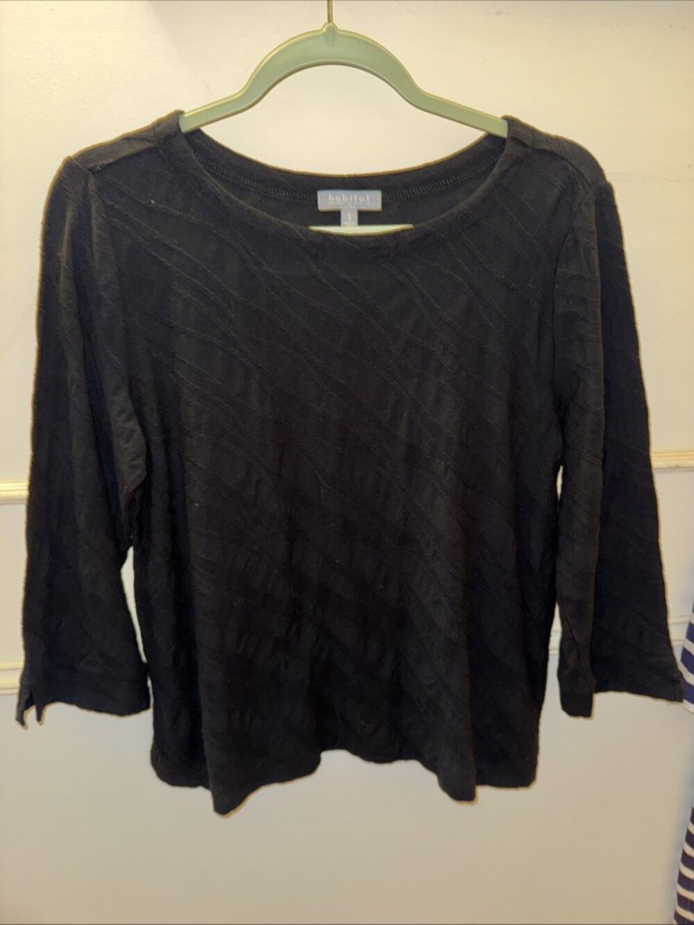 Habitat Black Swirl Textured Long Sleeve Top Size Small NWOT
